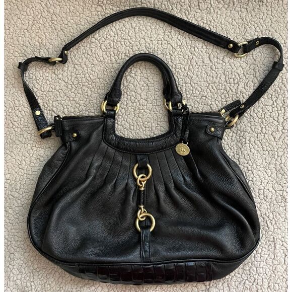 VNT Brahmin Pebble With Crocodile leather hobo bag with gold hardware/ Excellent - Picture 1 of 14